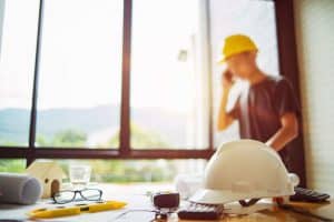 construction worker on a call